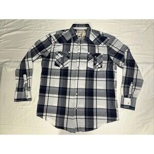 Coastal Pearl Snap Shirt Mens XL Plaid Long Sleeve Button Up